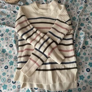 Striped Ribbed Knit Sweater